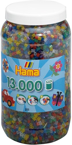 Hama Bügelperlen Transparentmix - 13.000 Stück Kreativ-Perlendose