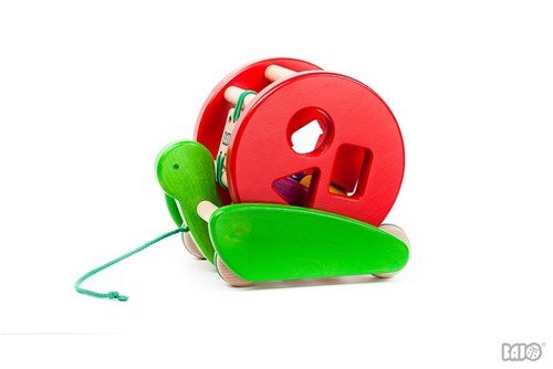 Bajo houten trekfiguur Slak met vormenstoof - educatief speelgoed-2