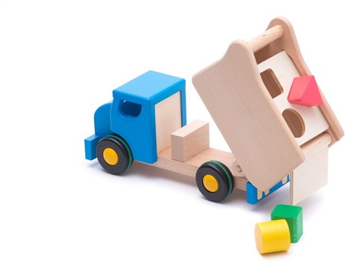 Bajo Sortierkipplaster - Blaues Holzspielzeugauto für Kinder-2