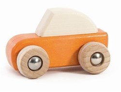 Bajo houten pullback auto oranje - duurzaam speelgoed auto