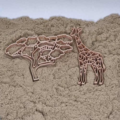 Grennn uitsteekvormpjes boom en giraf Afrika - milieuvriendelijk speelgoed