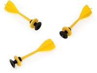 Scratch blaaspijp darts set geel voor kinderen en volwassenen