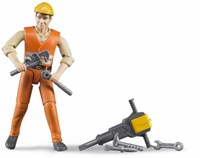 Bruder bouwvakker speelfiguur met accessoires - 10,7cm - bouwplaats-2