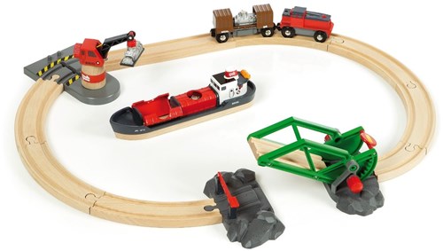 Brio treinset vracht haven speelset - container schip en kraan