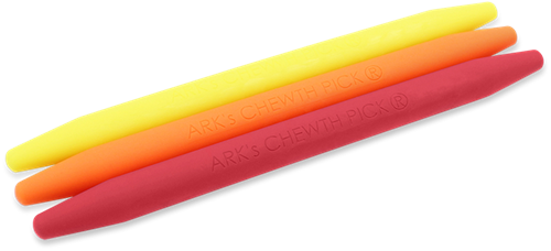 ARK Therapeutic kauwspeelgoed Chewth Pick® sensorisch, set van 3 kleuren Discrete, dunne kauwtool voor tieners en volwassenen, geschikt om mee te kauwen.