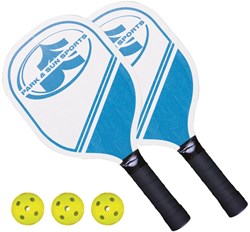 Park&Sun Sports pickleball set houten rackets en ballen oranje wit blauw