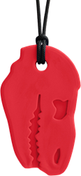 ARK Therapeutic Kaufschmuck Halskette rot - sensorisches Spielzeug Stevige, brede kauwketting in T-Rex-vorm, geliefd bij dinofans, voor kinderen en volwassenen.