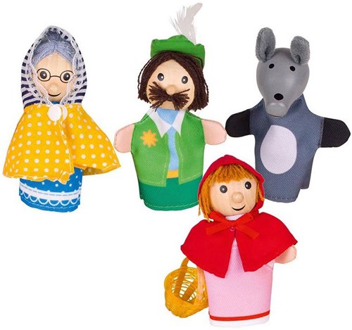 Goki vingerpoppen Roodkapje houten poppetjes set 4 stuks-2