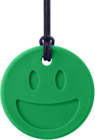 ARK Therapeutic bijtspeeltje Smiley Face Chewmoji - kauwsieraad groen XXT Dubbelzijdige smiley-kauwketting met twee expressies, voor voortandkauwers, kinderen en volwassenen.