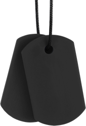 ARK Therapeutic kauwsieraad kauwketting zwart XT medium sensorisch speelgoed Dunne, discrete kauwketting met twee hangers in dog-tag-stijl, voor kinderen en volwassenen.