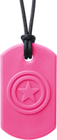 ARK Therapeutic bijtsieraad ster kauwsieraad voor kinderen roze Brede, stervormige kauwketting voor stevige kauwers, met een zijde ster en een gladde zijde.