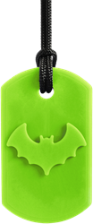 ARK Therapeutic kauwsieraad ketting Bat Bite lime groen XT medium Kauwketting met vleermuismotief voor stevige kauwers die sensorische steun zoeken.