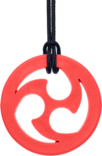 ARK Therapeutic kauwsieraad Ninja Star rood voor kinderen en volwassenen Modern kauwsieraad geïnspireerd op een werpster, voor wie graag met de voortanden kauwt.