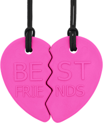 ARK Therapeutic kauwsieraad split hart set voor beste vrienden - roze Set van 2 halve-hartkauwkettingen om samen met een vriend(in) te dragen.