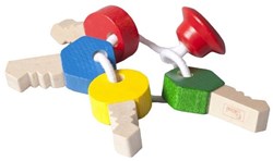 nic grijpspeelgoed sleutelbos hout multicolor 10 cm baby
