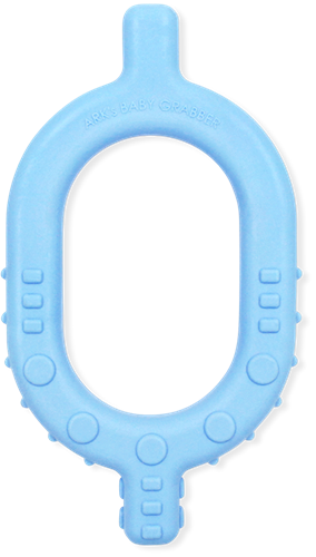 ARK Therapeutic baby bijtspeeltje grabber lichtblauw zacht kunststof Kauwtool voor baby's met een gladde en getextureerde kant, vanaf 5 maanden onder toezicht.