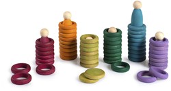 Grapat houten speelgoed Nins, ringen & munten alternatiefkleurig 60 stuks