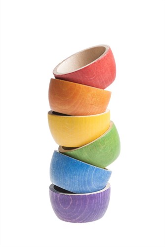 Grapat Holzschalen Regenbogenfarben - 6 Stück offenes Spielzeug