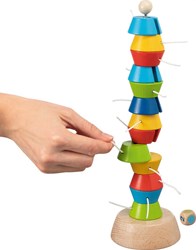 Goki Holz Wackelturm Spiel - Tugie Tumbling Tower - Balancespiel