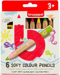Bruynzeel kleurpotloden soft set 6 stuks voor kinderen 3plus