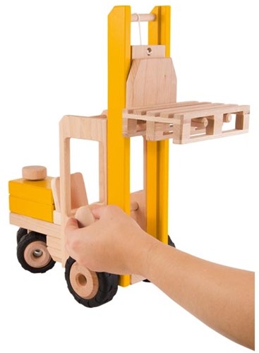 Goki Holz Gabelstapler Spielzeug - Baustellen Fahrzeug für Kinder-2