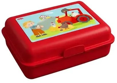 Haba broodtrommel boerderij lunchbox rood kunststof kind
