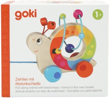 Goki houten trekdier - educatief speelgoed slak met kralenbaan-3