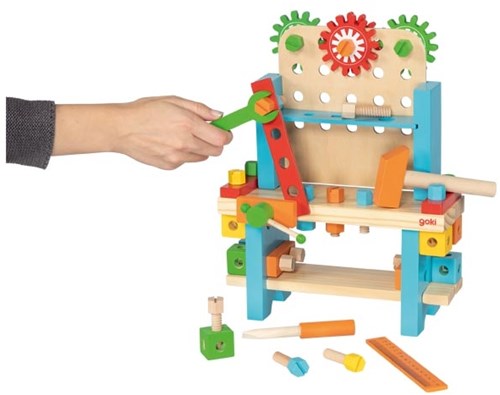 Goki houten werkbank speelgoed - Mijn Eerste Werkbank 57-delig-3