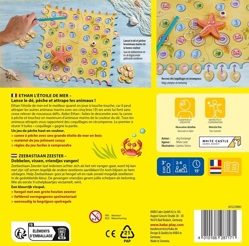 Haba educatief spel Zeebastiaan Zeester karton kleurrijk voor kinderen-2