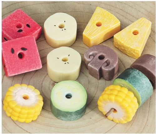 Yellow Door sensorische Spielsteine - Gemüse und Obst Kebab Set-3
