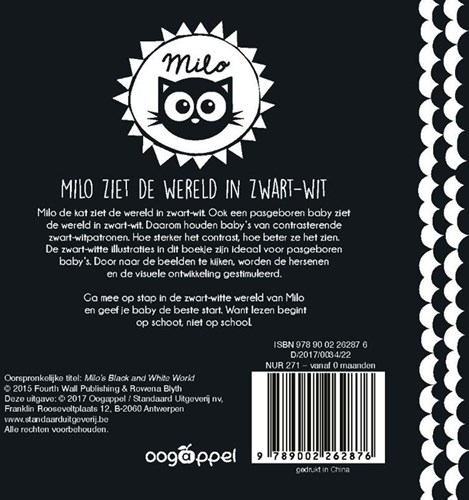 Oogappel kartonboekje baby zwart-wit Milo ziet de wereld 0+-2