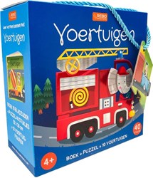 Rebo Fahrzeuge Puzzle, Buch und 10 Figuren - Lernspielzeug ab 4 Jahren