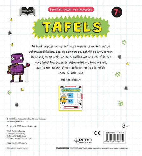 Rebo Lernbuch Mathematik-Tafeln mit Schieberegler und Stift 7+-2