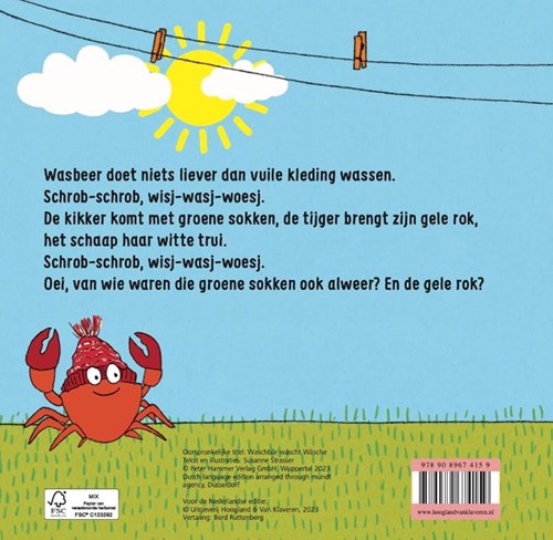 Hoogland Van Klaveren prentenboek Wasbeer doet de was voor kinderen-2