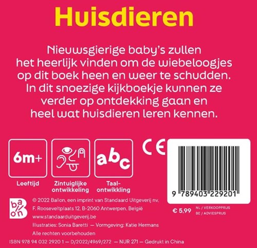 Ballon Kids - Ballon Media N.V. Haustiere Buch mit Wackelaugen 0+-2