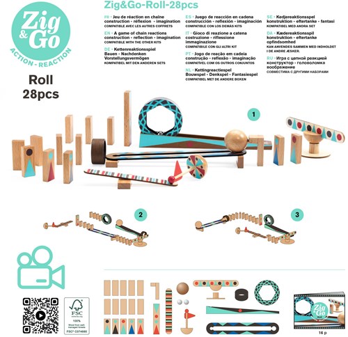 Djeco CONSTRUCTION - ZIG & GO Zig & Go - Roll - 28 pcs - FSC 100%
