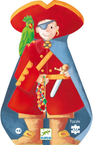 Djeco PUZZLES - PUZZLES SILHOUETTES Le pirate et son trésor - 36 pcs - FSC MIX