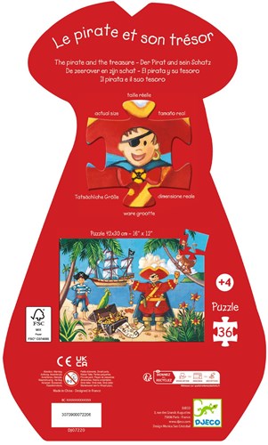 Djeco PUZZLES - PUZZLES SILHOUETTES Le pirate et son trésor - 36 pcs - FSC MIX