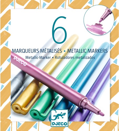 Djeco LES COULEURS DES GRANDS - FEUTRES ET MARQUEURS 6 marqueurs métalliques