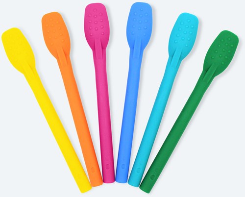 ARK Therapeutic lepel baby voedingstherapie textuur klein kunststof Therapielepel met noppen aan de achterkant voor sensorische opbouw richting vast voedsel.-2
