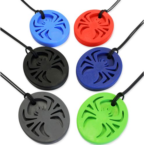 ARK Therapeutic kauwketting Spider Bite rood voor kinderen sensorisch Groot, spinvormig kauwsieraad met uitsparingen, ideaal voor stevige voortandenkauwers.-2