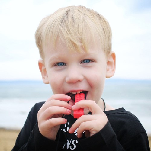 ARK Therapeutic kauwketting speelgoed Brick Stick sensorisch XT roze Getextureerde bakstenen kauwhanger voor sensory seekers, geeft rijke orale input voor kinderen en volwassenen.-3