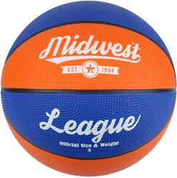 Midwest basketbal League rubber blauw-oranje maat 3 voor clubs