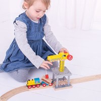BigJigs Holzkran - gelber Spielzeugkran für Kinder-2