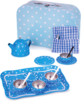 Bigjigs Blauwe Polka Dot Blikken Theeset