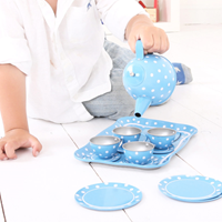 Bigjigs Blauwe Polka Dot Blikken Theeset-2