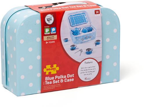 Bigjigs Blauwe Polka Dot Blikken Theeset-3