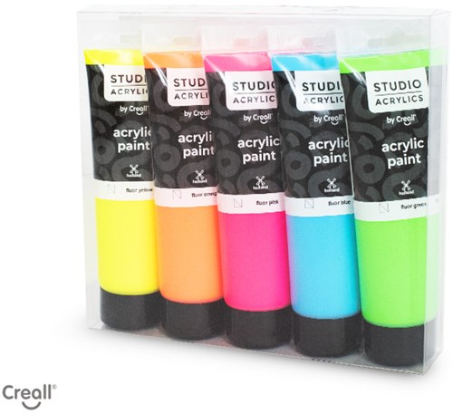 Creall acrylverf set fluor - 5x120ml schilderen knutselen