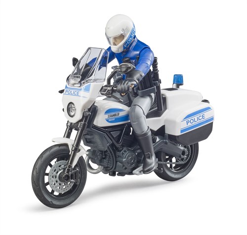 Bruder Spielzeugmotorrad Ducati Scrambler Polizei mit Spielfigur