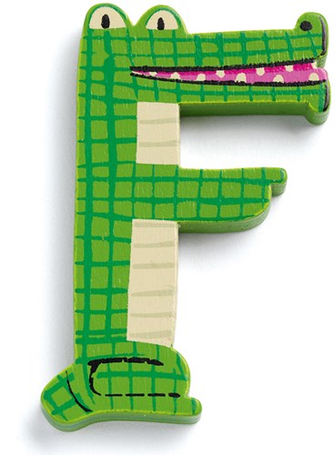Djeco houten letter F - dieren letter kinderkamer decoratie
